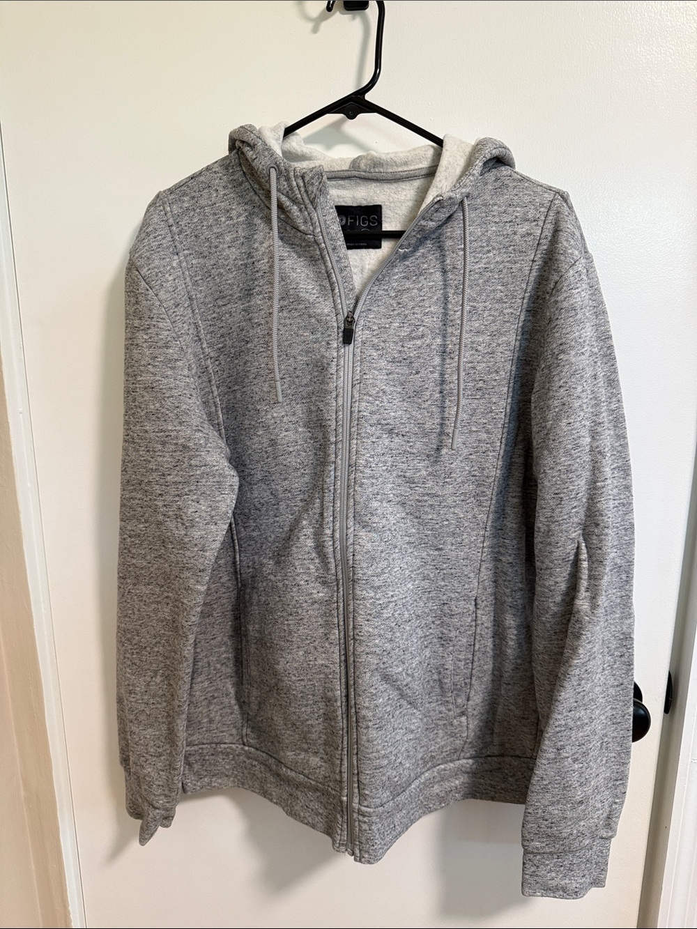 Figs Men's Zip-Up Hooded Sweater in Heather Gray